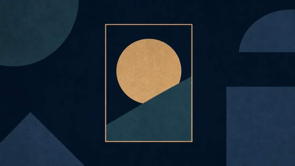 A shape enclosed by a frame, its surroundings dimmed
