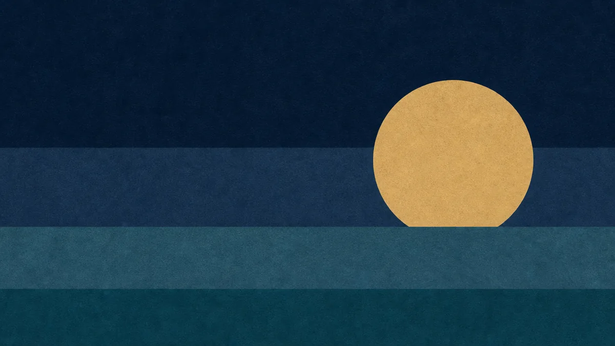 A clean shape resting on evenly textured bands A clean shape resting on evenly textured bands