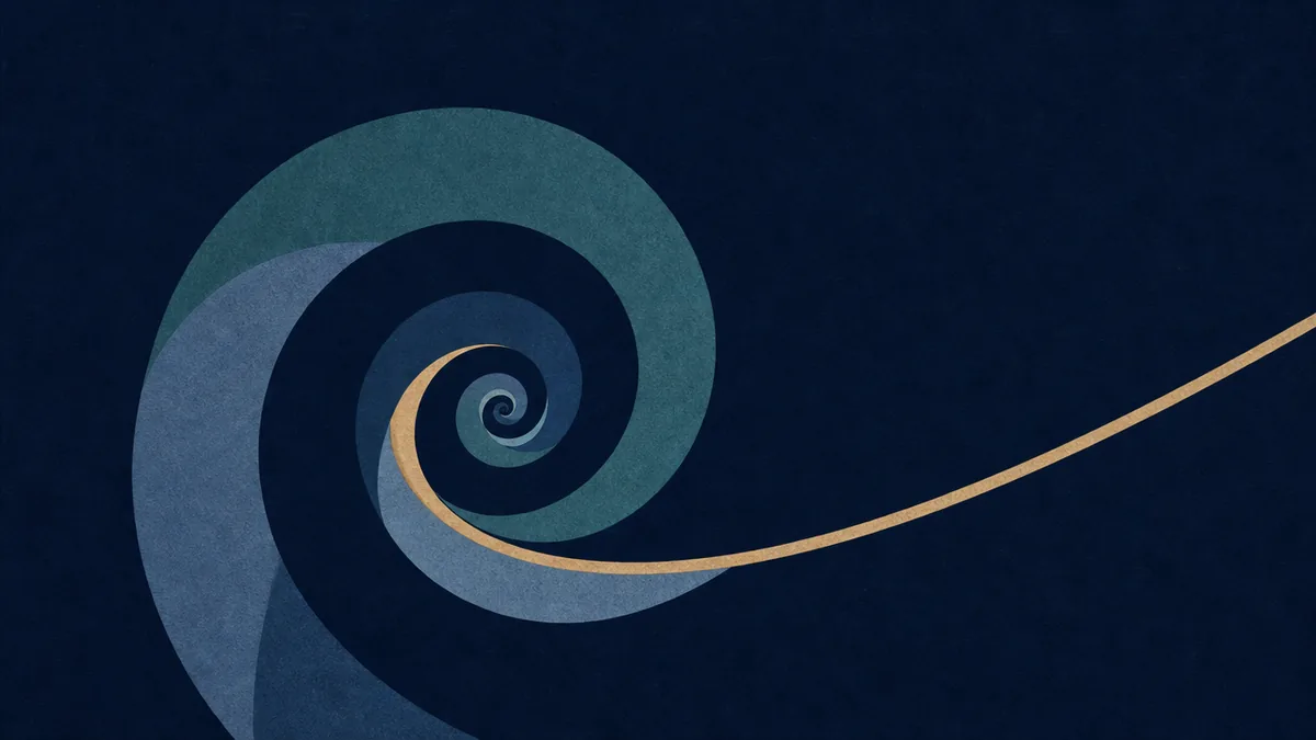 A tight spiral with one line breaking outward A tight spiral with one line breaking outward