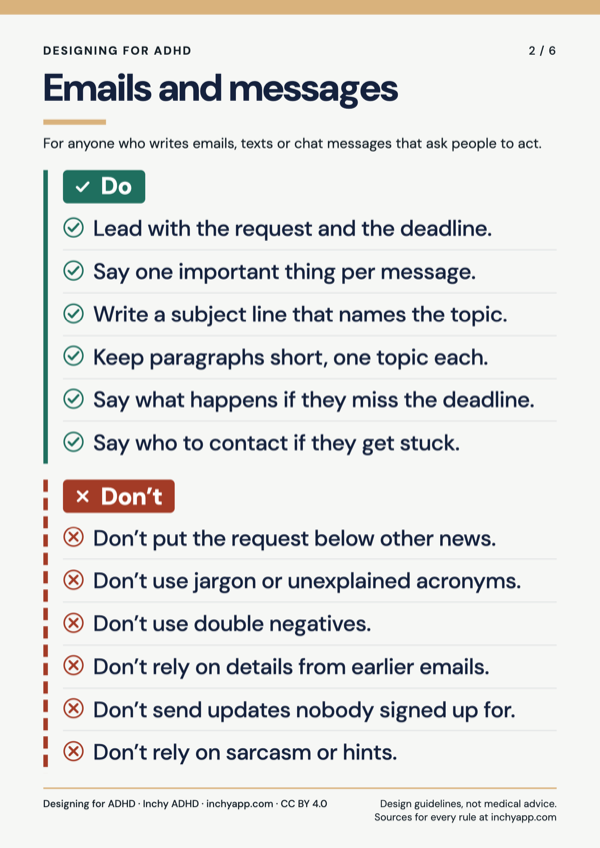 Poster 2 of 6, Emails and messages: 6 dos and 6 don’ts. The full text is listed on this page.